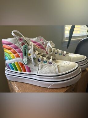Vans x Flour Shop Rainbow Platform Hi top Skate Shoe